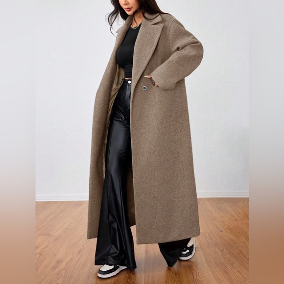 Long Preppy peacoat pea coat jacket winter black - Picture 3 of 5